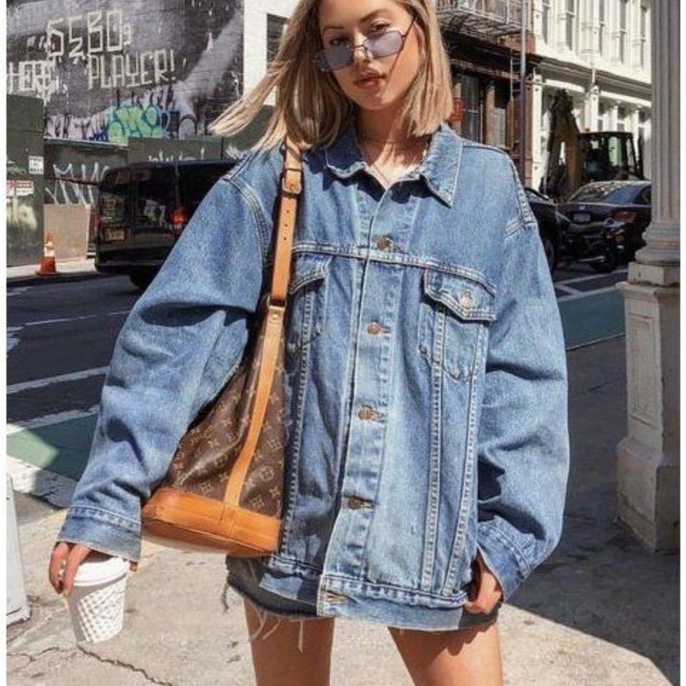 Vintage oversized boyfriend style denim jean basic jacket